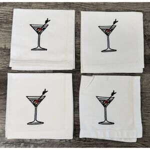 Vintage Set of Four Playboy Martini Fabric Napkins 11x11 MCM Retro Barware